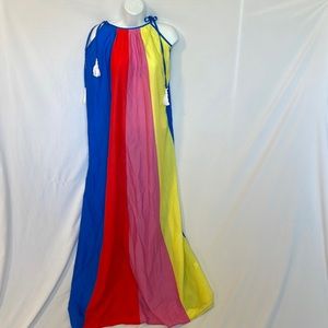 Rainbow primary color maxi dress one size fits most